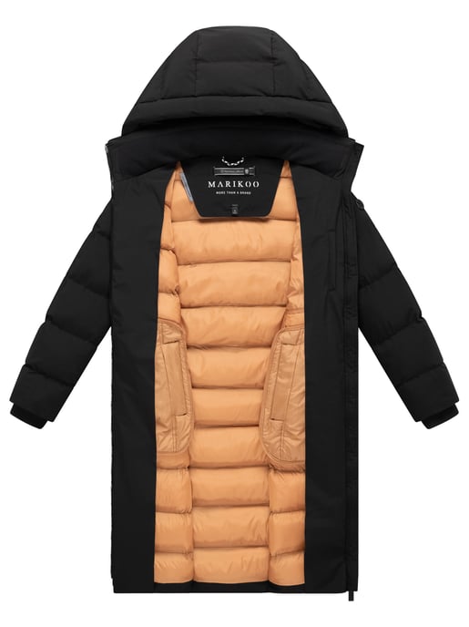 Marikoo Damen Wintermantel Harukaa – lang, gesteppt & mit abnehmbarer Kapuze - Image 4