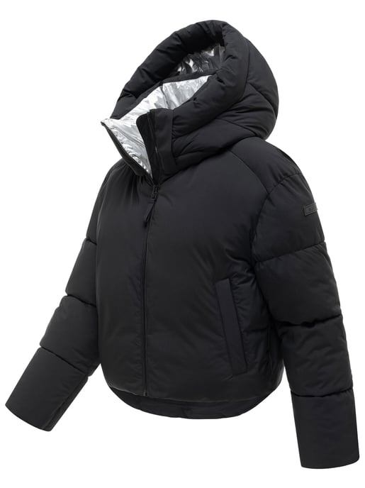 Marikoo Zilvaa kurze Pufferjacke mit abnehmbarer Kapuze - Schwarz - Image 2