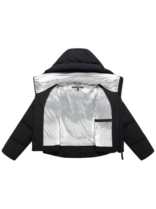 Marikoo Zilvaa kurze Pufferjacke mit abnehmbarer Kapuze - Schwarz - Image 4