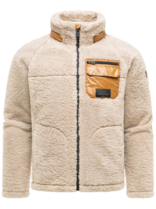 Stone Harbour Teddyjacke für Herren „Sorees“ – Sherpa-Fleeceblouson mit Steppfutter - Beige - Image 1
