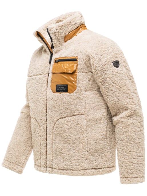 Stone Harbour Teddyjacke für Herren „Sorees“ – Sherpa-Fleeceblouson mit Steppfutter - Beige - Image 2