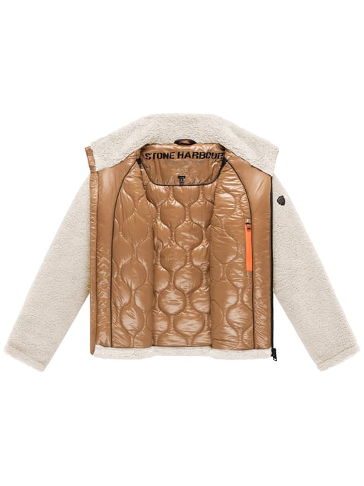 Stone Harbour Teddyjacke für Herren „Sorees“ – Sherpa-Fleeceblouson mit Steppfutter - Beige - Image 4