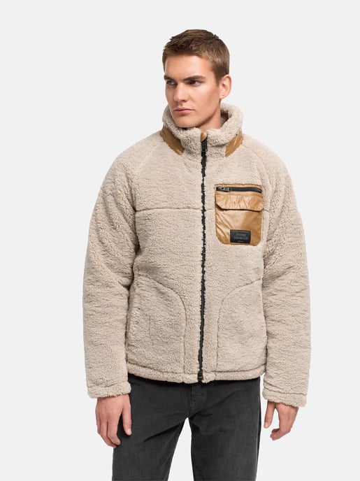 Stone Harbour Teddyjacke für Herren „Sorees“ – Sherpa-Fleeceblouson mit Steppfutter - Beige - Image 5