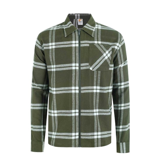 SoulCal - Shacket für Herren, Durchgehender Reißverschluss, Flanell, Langärmlig (Khakigrün) - Image 1