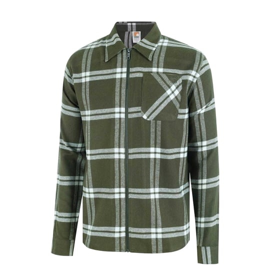 SoulCal - Shacket für Herren, Durchgehender Reißverschluss, Flanell, Langärmlig (Khakigrün) - Image 3