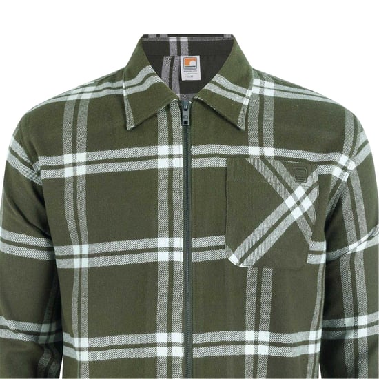 SoulCal - Shacket für Herren, Durchgehender Reißverschluss, Flanell, Langärmlig (Khakigrün) - Image 4