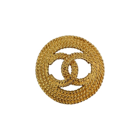 Chanel Vintage Metallbrosche mit CC-Logo - Gold - Image 1
