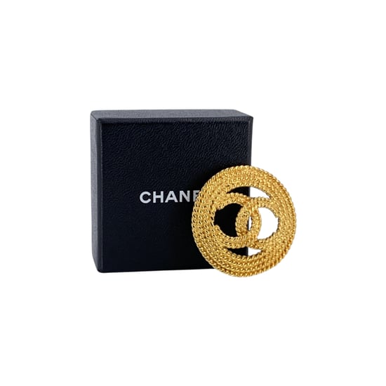 Chanel Vintage Metallbrosche mit CC-Logo - Gold - Image 2