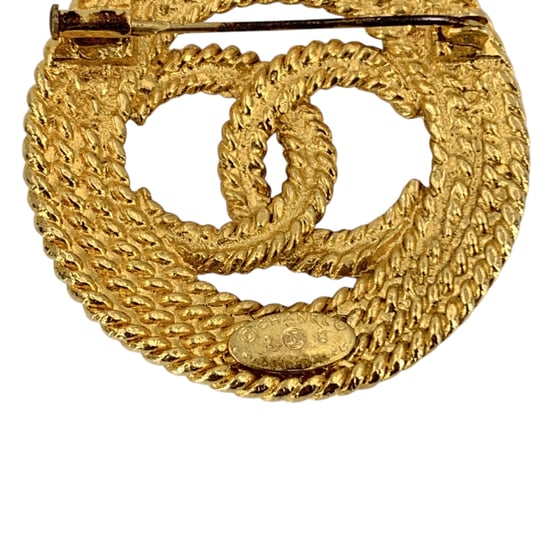 Chanel Vintage Metallbrosche mit CC-Logo - Gold - Image 4