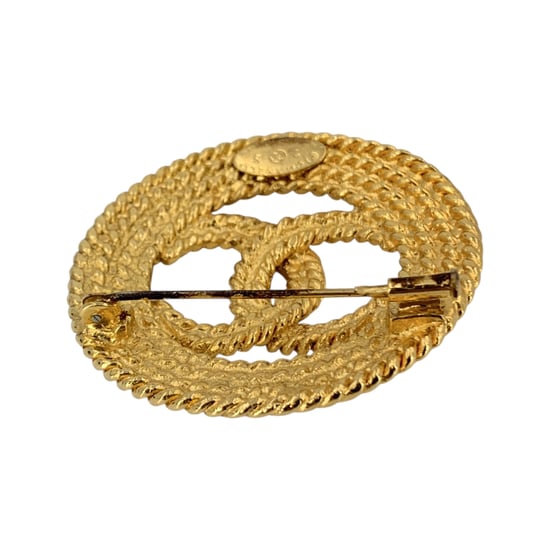 Chanel Vintage Metallbrosche mit CC-Logo - Gold - Image 5