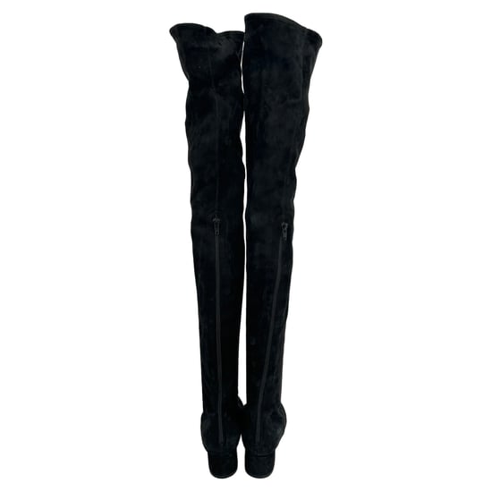 Valentino Garavani Overknee-Stiefel mit Blockabsatz aus schwarzem Wildleder - Image 2