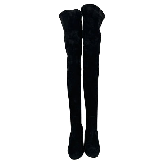 Valentino Garavani Overknee-Stiefel mit Blockabsatz aus schwarzem Wildleder - Image 4