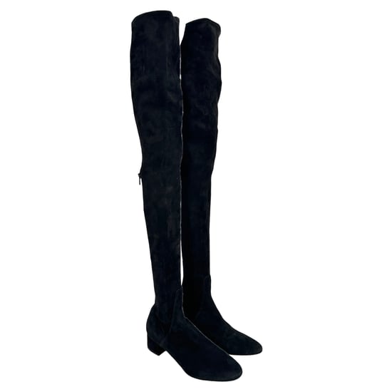 Valentino Garavani Overknee-Stiefel mit Blockabsatz aus schwarzem Wildleder - Image 5