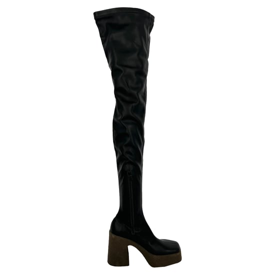 Stella McCartney Skyla Overknee-Stiefel aus schwarzem Leder - Image 1