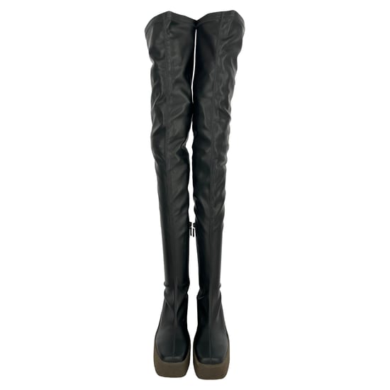 Stella McCartney Skyla Overknee-Stiefel aus schwarzem Leder - Image 3