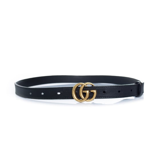 Gucci, schmaler Ledergürtel mit GG-Logo in Schwarz - Image 2