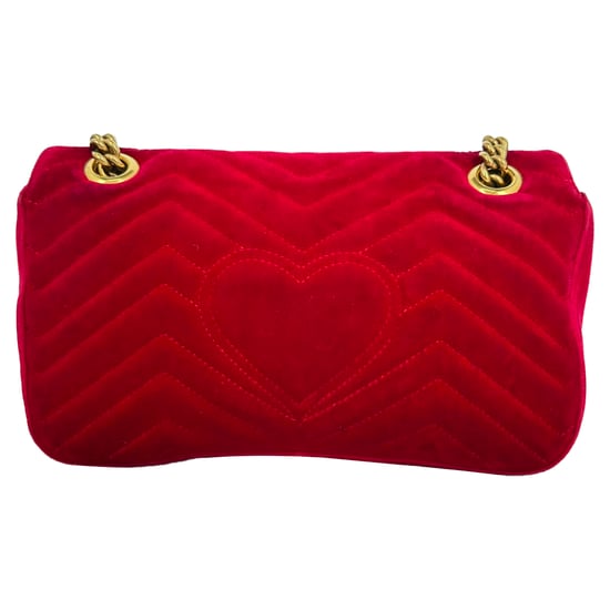 Kleine Gucci GG Marmont Schultertasche aus rotem Samt - Image 4