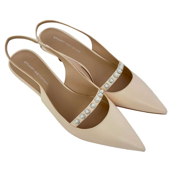 Stuart Weitzman Pumps aus beigefarbenem Leder mit Kristallverzierungen - Image 5