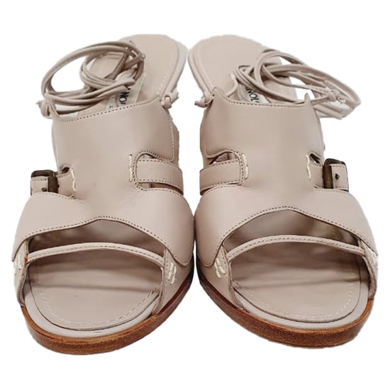 Manolo Blahnik Schnürsandalen aus grauem Leder - Image 2