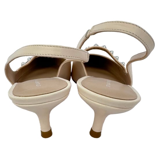 Stuart Weitzman Pumps aus beigefarbenem Leder mit Kristallverzierungen - Image 6