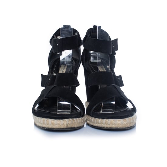 Balenciaga, schwarze Wildleder-Keilsandalen - Image 5