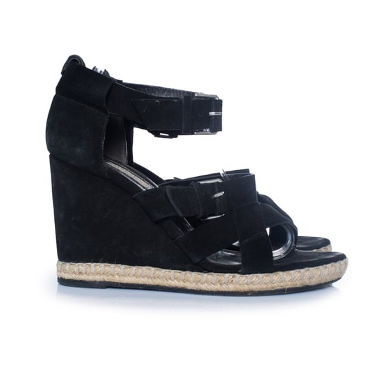Balenciaga, schwarze Wildleder-Keilsandalen - Image 6