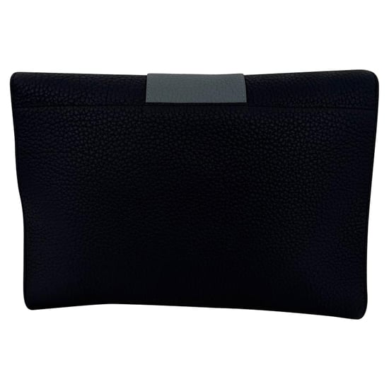 Delvaux Clutch-Tasche aus schwarzem Leder mit Strukturmuster - Image 3