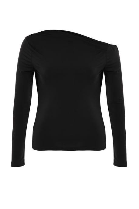 Trendyol Curve Damen Schwarz Einfarbig Lang Tailliert Große Größen Blusen - Image 5