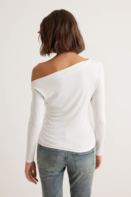 TRENDYOLMİLLA Damen Ecru Einfarbig Lang Tailliert Blusen - Image 4