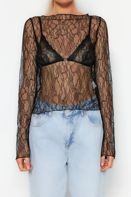 TRENDYOLMİLLA Damen Einfarbig Lang Regular Fit Blusen - Image 2
