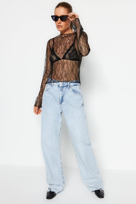 TRENDYOLMİLLA Damen Einfarbig Lang Regular Fit Blusen - Image 6