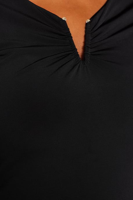 Trendyol Curve Damen Schwarz Einfarbig Lang Tailliert Große Größen Blusen - Image 5