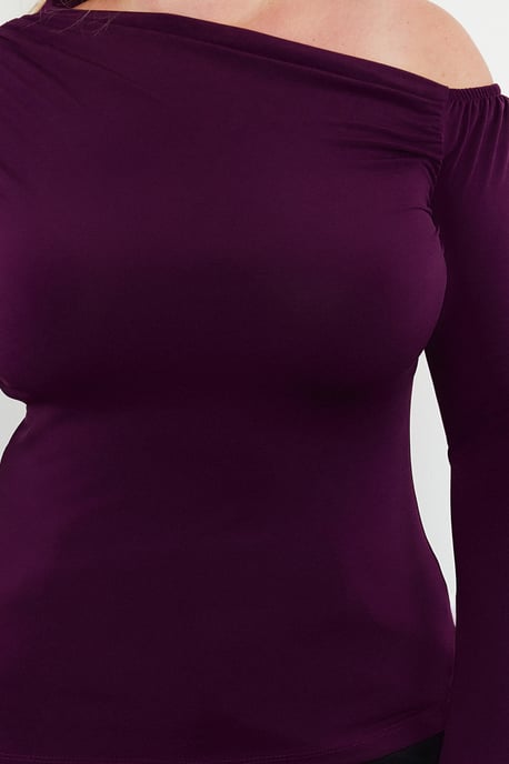 Trendyol Curve Damen Lila Einfarbig Lang Tailliert Große Größen Blusen - Image 2