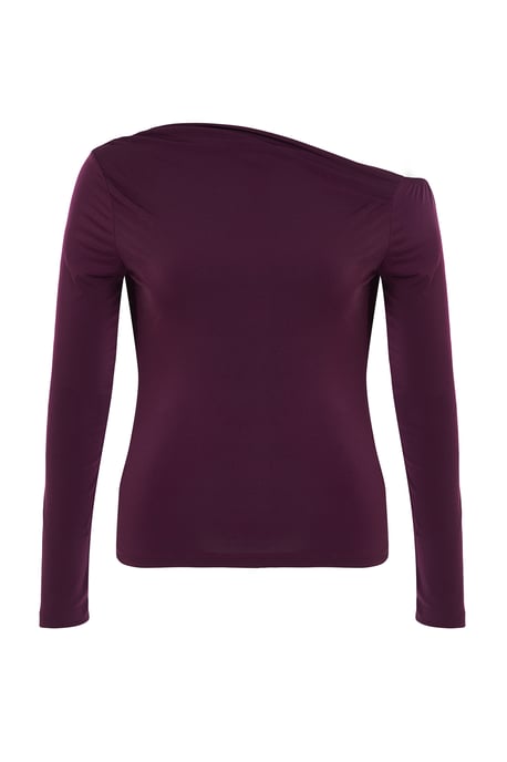 Trendyol Curve Damen Lila Einfarbig Lang Tailliert Große Größen Blusen - Image 5