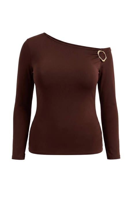 Trendyol Curve Damen Braun Einfarbig Lang Tailliert Große Größen Blusen - Image 4