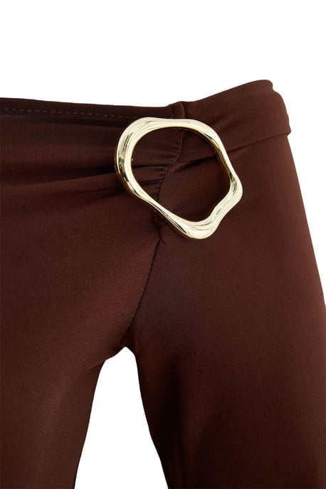 Trendyol Curve Damen Braun Einfarbig Lang Tailliert Große Größen Blusen - Image 5