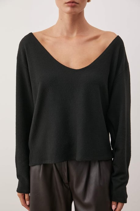 TRENDYOLMİLLA Damen Schwarz Einfarbig Lang Regular Fit Blusen - Image 2