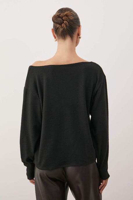 TRENDYOLMİLLA Damen Schwarz Einfarbig Lang Regular Fit Blusen - Image 3