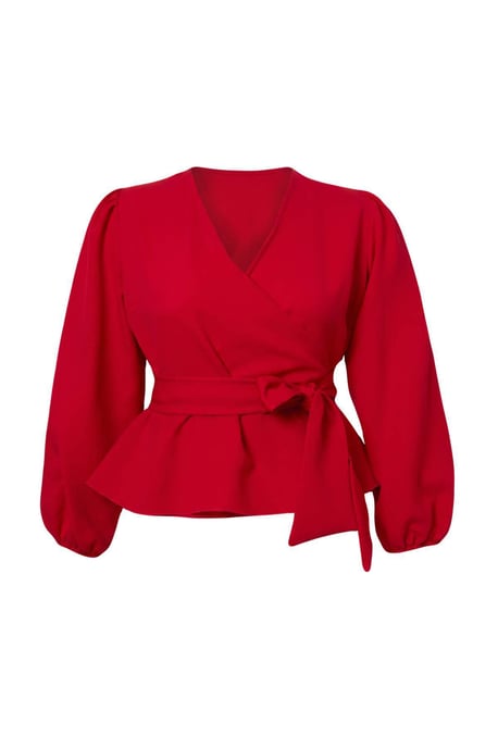 Trendyol Curve Damen Rot Einfarbig Lang, Tailliert Große Größen Blusen - Image 3