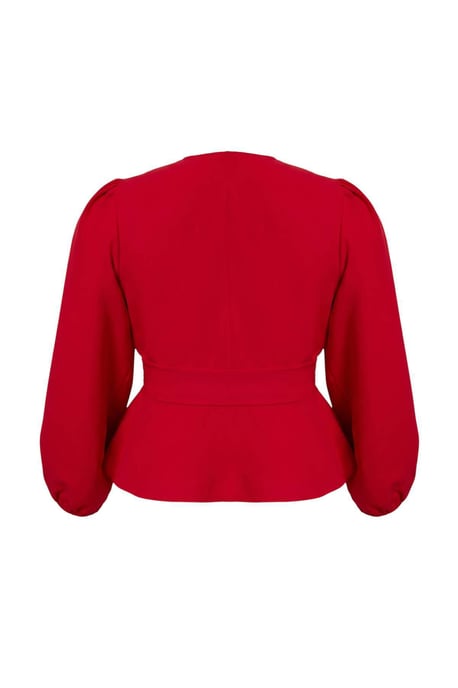 Trendyol Curve Damen Rot Einfarbig Lang, Tailliert Große Größen Blusen - Image 5