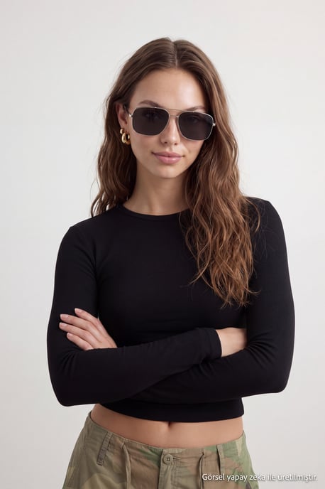 TRENDYOLMİLLA Damen Schwarz Einfarbig Lang Tailliert Blusen - Image 2