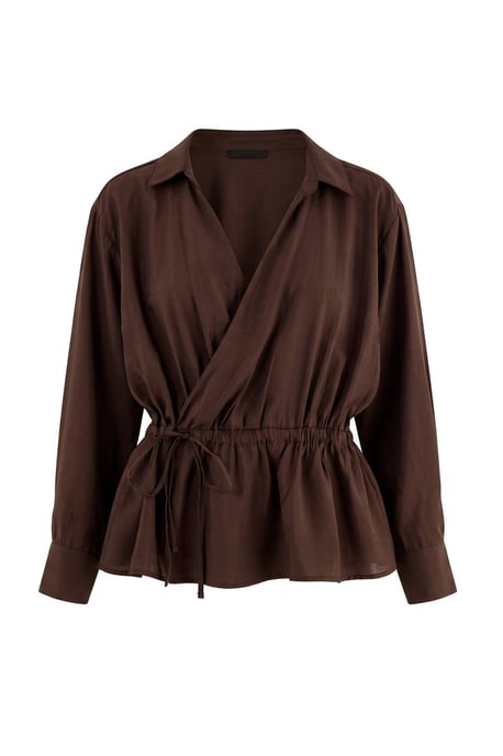 Trendyol Curve Damen Braun Einfarbig Lang, Oversize Große Größen Blusen - Image 4