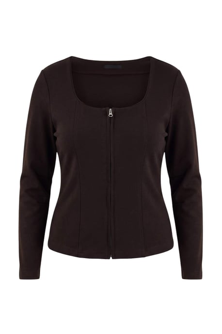 Trendyol Curve Damen Braun Einfarbig Lang Tailliert Große Größen Blusen - Image 4