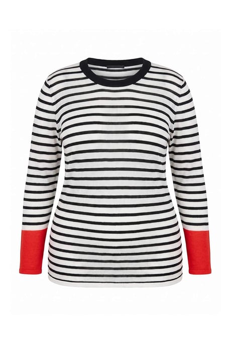 Trendyol Curve Damenbluse mit Streifen, lange Regular Fit für große Größen - Schwarz - Image 4