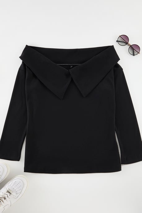 Trendyol Curve Damen Schwarz Einfarbig Lang Tailliert Große Größen Blusen - Image 5
