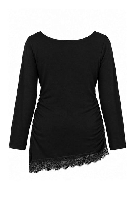 Trendyol Curve Damen Schwarz Einfarbig Lang, Tailliert Große Größen Blusen - Image 2