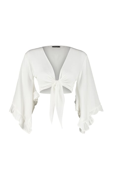 TRENDYOLMİLLA Damen Ecru Einfarbig Lang Regular Fit Blusen - Image 4