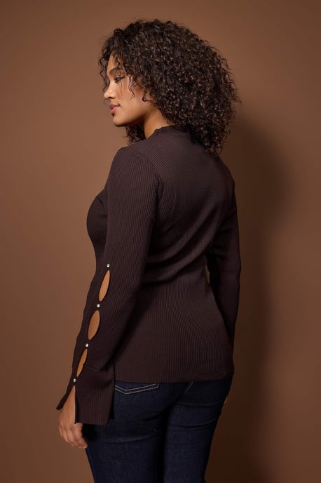 Trendyol Curve Damen Braun Einfarbig Lang Tailliert Große Größen Blusen - Image 3