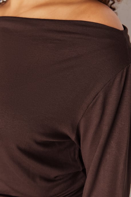 Trendyol Curve Damen Braun Einfarbig Lang Regular Fit Große Größen Blusen - Image 3