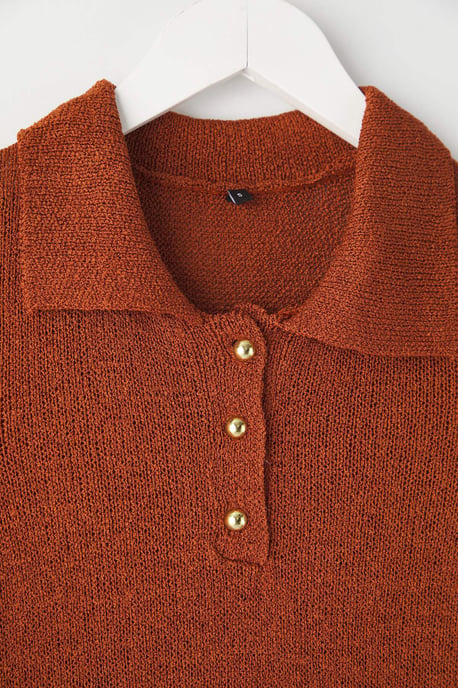 TRENDYOLMİLLA Damen Braun Einfarbig Kurz Regular Fit Blusen - Image 5